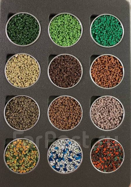 Резиновая крошка. Клей полиуретановый. Пигмент. Резиновое покрытие, в ...