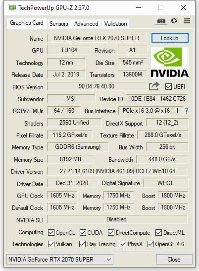 GeForce RTX 2070 Super ����