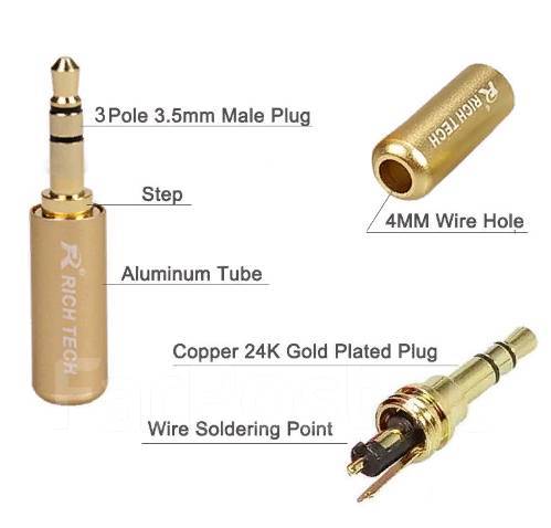 Стерео штекер 3.5 распайка Разъем mini Jack 3.5mm 3 pin, новый, в наличии, возможны индивидуальные условия 