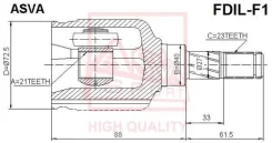 ���� ���������� FR-L 21*40*23 FORD Focus I CAK 1998-2005 ASVA Fdilf1 ASVA Fdilf1, ������ �������� FDILF1 ����