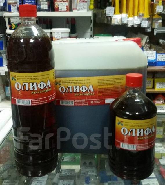 Олифа натуральная 0,9л, в наличии. Цена: 320₽ во Владивостоке