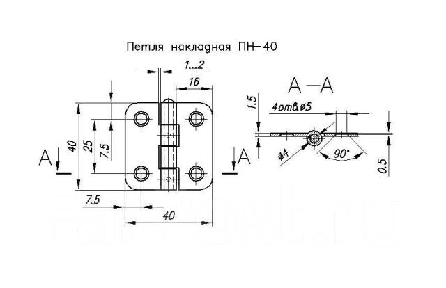 Чертеж шарнира для двери