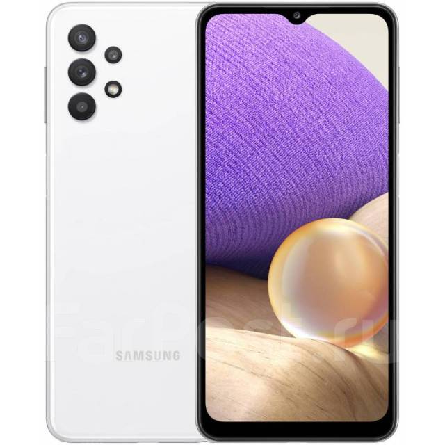 Смартфон Samsung Galaxy A32 (4+64GB), 64 гб, 6.40", моноблок, белый, 3G ...