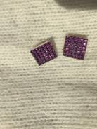 Серьги бижутерия стразы сваровски Swarovski серёжки фиолетовые пусеты фото