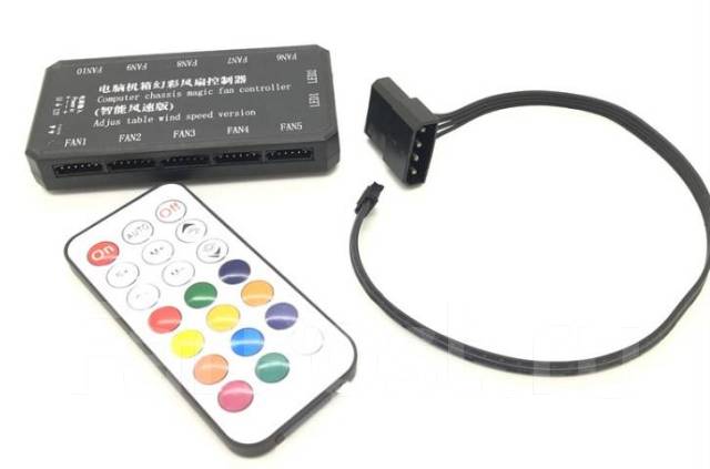 Контроллер подсветки вентиляторов RGB [6-pin*10 шт, питание от Molex ...
