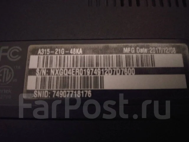 Acer Aspire 3 A315-21G. 15.6", 2,2����, ��� 4 ��, ���� 500���, WiFi: 1, Bluetooth: 1, ����������� �� 5��. ����