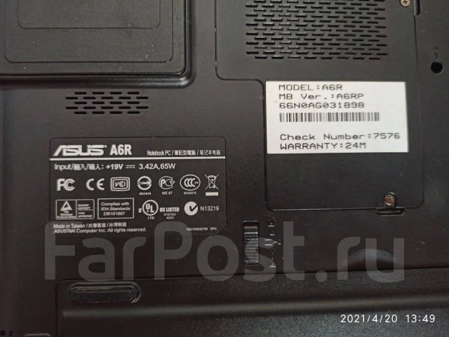 Asus. 15.4", ��� 512 ��, ���� 80���, WiFi: 1 ����