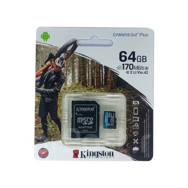 Карта памяти kingston canvas go plus microsdxc 64gb