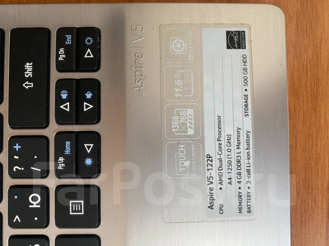 Acer Aspire V5-122P. ��� 4 ��, ���� 500���, WiFi: 1, Bluetooth: 1 ����
