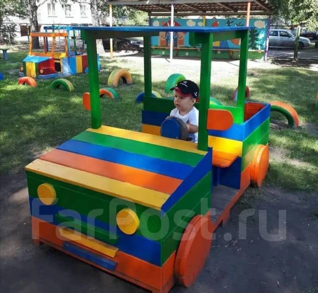 Машинки деревянные на детскую площадку, новый, под заказ. Цена: 15 000₽ в  Хабаровске