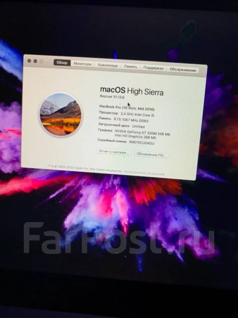 Apple MacBook Pro 15 2010 Mid. 15", 2,4����, ��� 8 ��, ���� 500���, WiFi: 1, Bluetooth: 1, ����������� �� 4��. ����