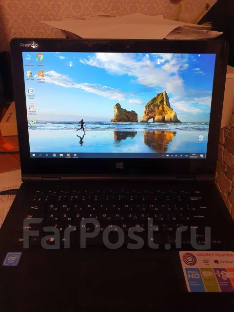 Prestigio. 13.3", 1,4����, ��� 4 ��, ���� 32���, WiFi: 1, Bluetooth: 1, ����������� �� 7��. ����