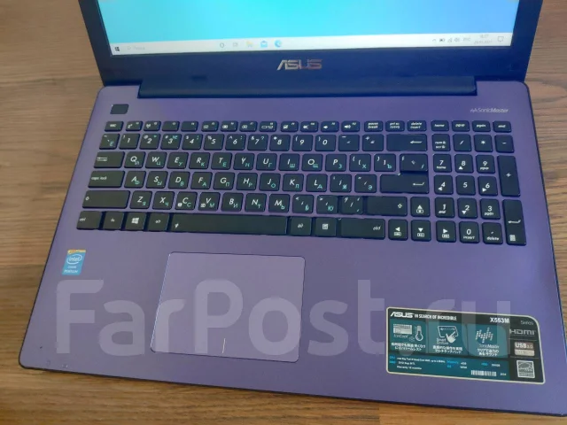 Asus X553M. 15.6", 2,2����, ��� 4 ��, ���� 128���, WiFi: 1, Bluetooth: 1, ����������� �� 3��. ����