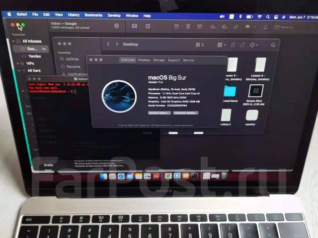 Apple MacBook. 12", 1,1����, ��� 64 �� � ������, ���� 252���, WiFi: 1, Bluetooth: 1, ����������� �� 10��. ����