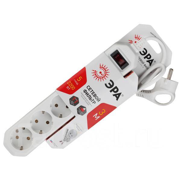 Сетевой фильтр Эра USF-5es-3m-W на Сахалинской 42 - Свет и электрика во ...