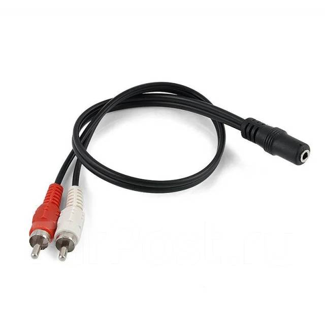 Кабель адаптер 2RCA (тюльпаны) на AUX Jack 3.5 мм (гнездо), новый, в ...