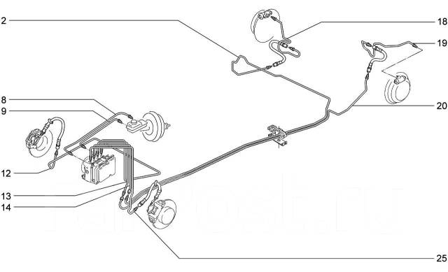 Трубки тормозные 2170 с абс схема