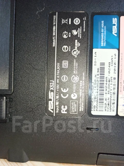 Asus X52. 15.6", 2,4����, ��� 4 ��, ���� 320���, WiFi: 1, ����������� �� 1��. ����