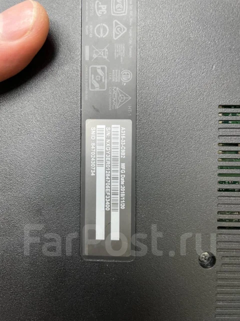 Acer Aspire 3 A315-33. 15.6", 1,6����, ��� 4 ��, ���� 120���, WiFi: 1, Bluetooth: 1, ����������� �� 3��. ����