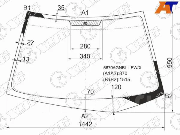 Стекло лобовое Mitsubishi Lancer 02-10 / Lancer Evolution 01-08
