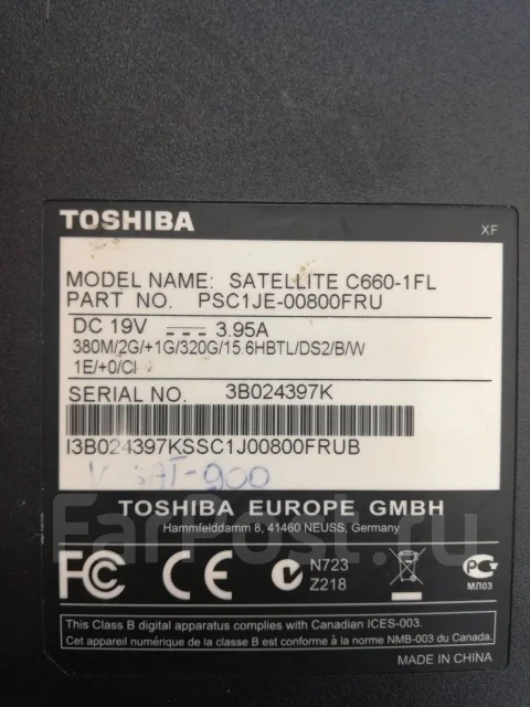 Toshiba Satellite C660. ��� 3072 ��, ���� 150���, WiFi: 1 ����
