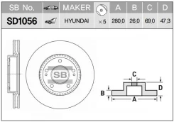 ���� ��������� �������� 51712-3K000/SD1056 Sangsin Brake SD1056 ����