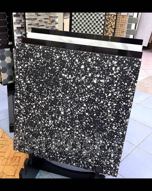 Керамогранит Alpha Ceramics 600*600*9 Терраццо темно серая KRM9652 ...