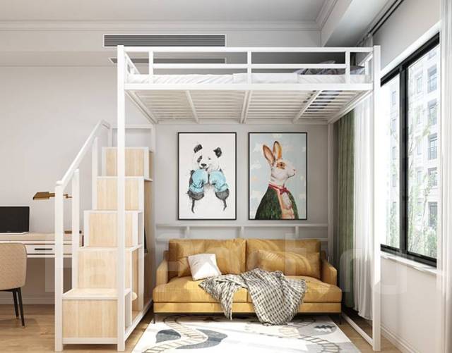 Кровать-чердак металлическая "Эверест" 120х200, спальня, новый, под ...