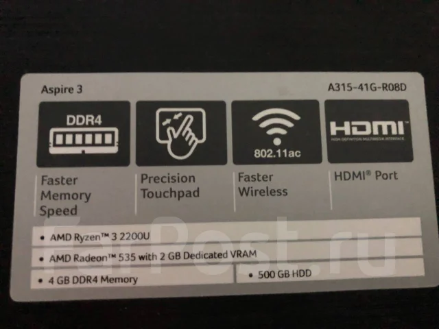 Acer Aspire 3 A315-41. 15.6", 3,6����, ��� 8 ��, ���� 128���, WiFi: 1, Bluetooth: 1, ����������� �� 6��. ����
