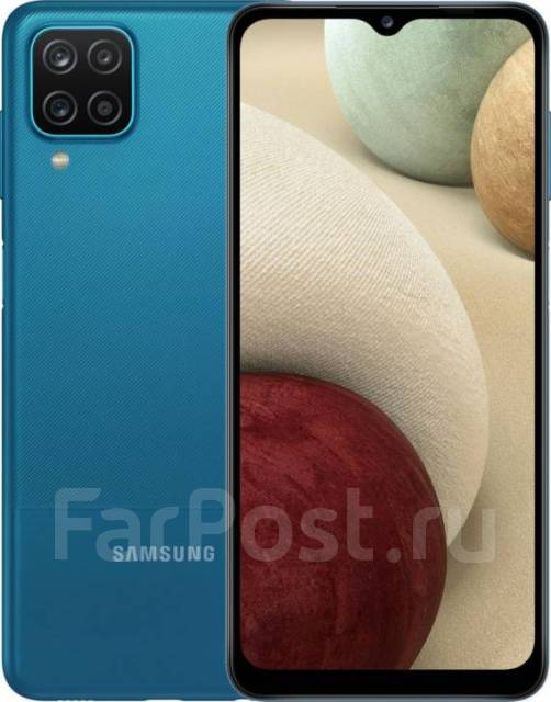 Смартфон Samsung Galaxy A12 (4+64GB), 64 гб, 6.50", моноблок, синий, 3G ...