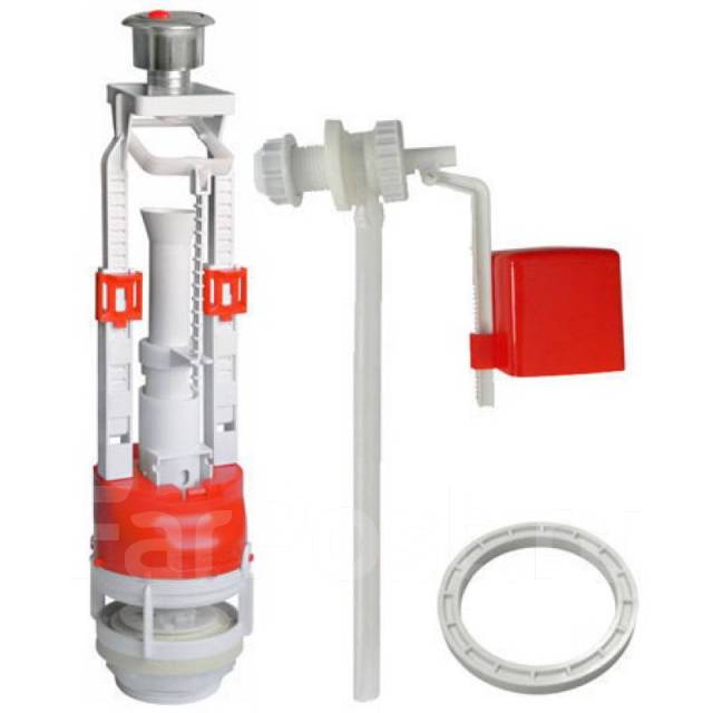 Арматура для бачка Инкоэр, боковой подвод, 2-х уровневая, хром кнопка ...