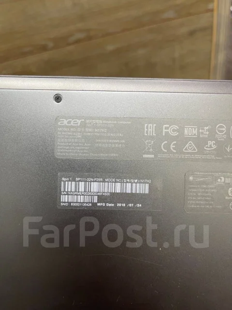 Acer Spin 1 SP111-32N. 11.6", 2,5����, ��� 4 ��, ���� 64���, WiFi: 1, Bluetooth: 1, ����������� �� 5��. ����
