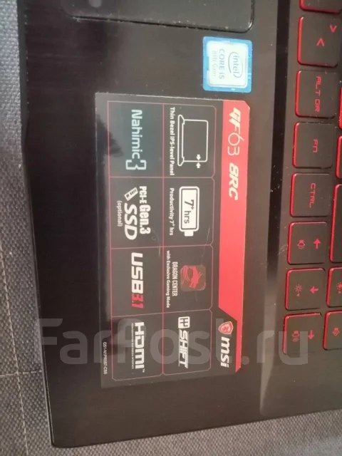 MSI GF63 8RC. 15.6", 3,9����, ��� 16 ��, ���� 1 000���, WiFi: 1, Bluetooth: 1, ����������� �� 14��. ����