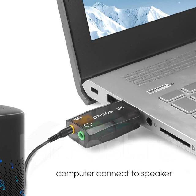 Внешняя звуковая карта USB 2.0 для микрофона и динамиков/наушников ...