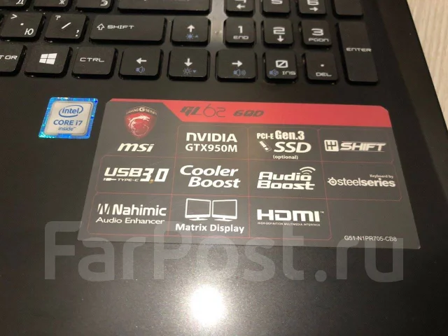 MSI GL62 6QD. 15.6", ��� 16 ��, WiFi: 1, Bluetooth: 1 ����