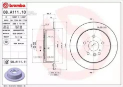 ���� ����. ���. [288x10] 5 ���. Lexus RX300 05/03- Brembo 08A11111 08A11111 ����