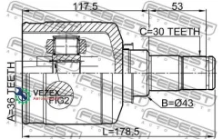 ���� ���������� ����� 36X43X30 Febest 0411CW6LH 0411CW6LH ����