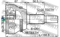 ���� �������� 26x61x30 Toyota Highlander (NAP) ASU50, GSU5#, GVU58 2013.12- [US] Febest 0110GGL15A48 0110GGL15A48 ����