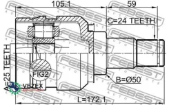 ���� ���������� ����� 25X50X24 Toyota Auris/Hybrid (UKP) 2007-2012 Febest 0111ZVW30LH 0111ZVW30LH ����