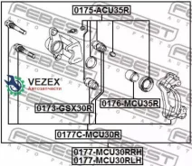 ������� ��������� Toyota Kluger L/V ACU2#/MCU2# 2000.11-2007.05 ����. ����. �� ������ Febest 0177MCU30RRH 0177MCU30RRH ����