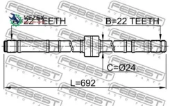 ������� ������ 22x692x22 (Nissan Primera P11 1996-2001) Febest Febest 0212P10RH 0212P10RH ����