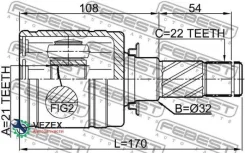 ���� ���������� 21x32x22 | ����� ����/��� | Subaruimpreza G10, Forester S10, Forester S11, Impreza G11, Legacy B12, Febest 0811G11 0811G11 ����
