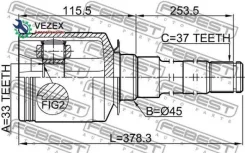 ���� ���������� ������ 33x45x37 Mercedes BENZ ML-Class 164 2004-2011 Febest 1611164SRH 1611164SRH ����