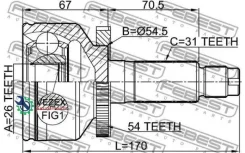 ���� �������� 26X54.5X31 KIA Carnival (FMC) 2005-2014 2210-Carna54 Febest 2210Carna54 2210CARNA54 ����