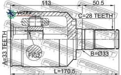 ���� ���������� ����� 33X33X28 Febest 2211XM12LH 2211XM12LH ����