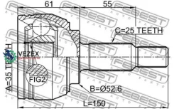 ���� �������� 35X52.6X25 Nissan Terrano D10 2014.03- [EL] Febest 2410Dustawd 2410DUSTAWD ����