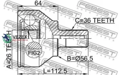 ���� �������� 26X56.5X36 Volvo S80 2007- Febest 2710S40II 2710S40II ����