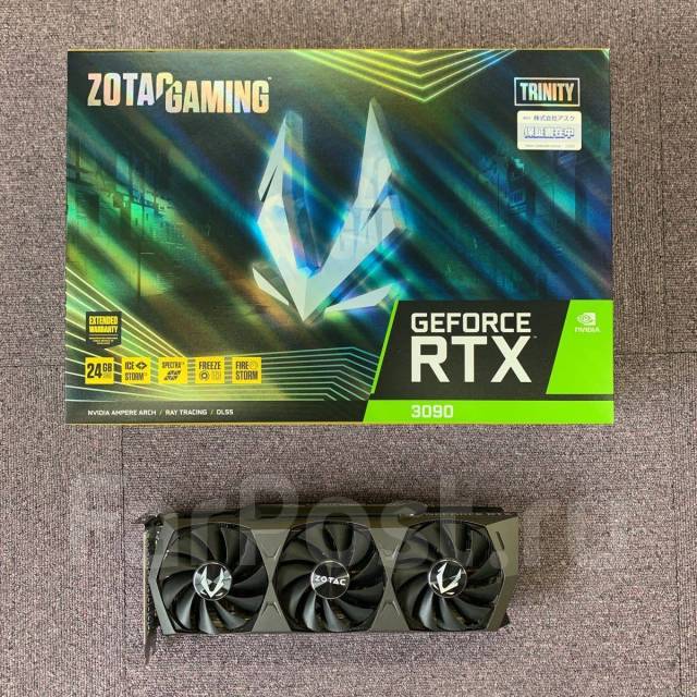 Видеокарта rtx 3090 Zotac, б/у, в наличии. Цена: 50 000₽ во Владивостоке