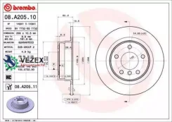 ���� ��������� ���� BMW 3 (E90) (01/05-) R / BMW 1 (E81, E87) (09/04-) R Brembo 08A20511 08A20511 ����