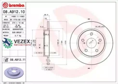 ���� ��������� Toyota Auris/Corolla 06-/12- ����. D=270 Brembo 08A91210 08A91210 ����